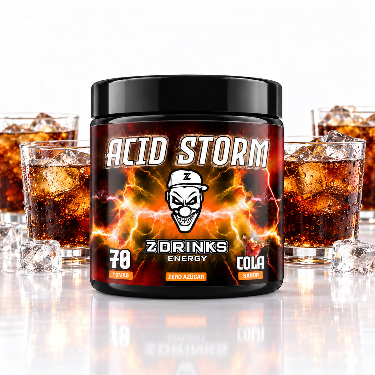 Acid Storm Cola - bote con vasos de cola