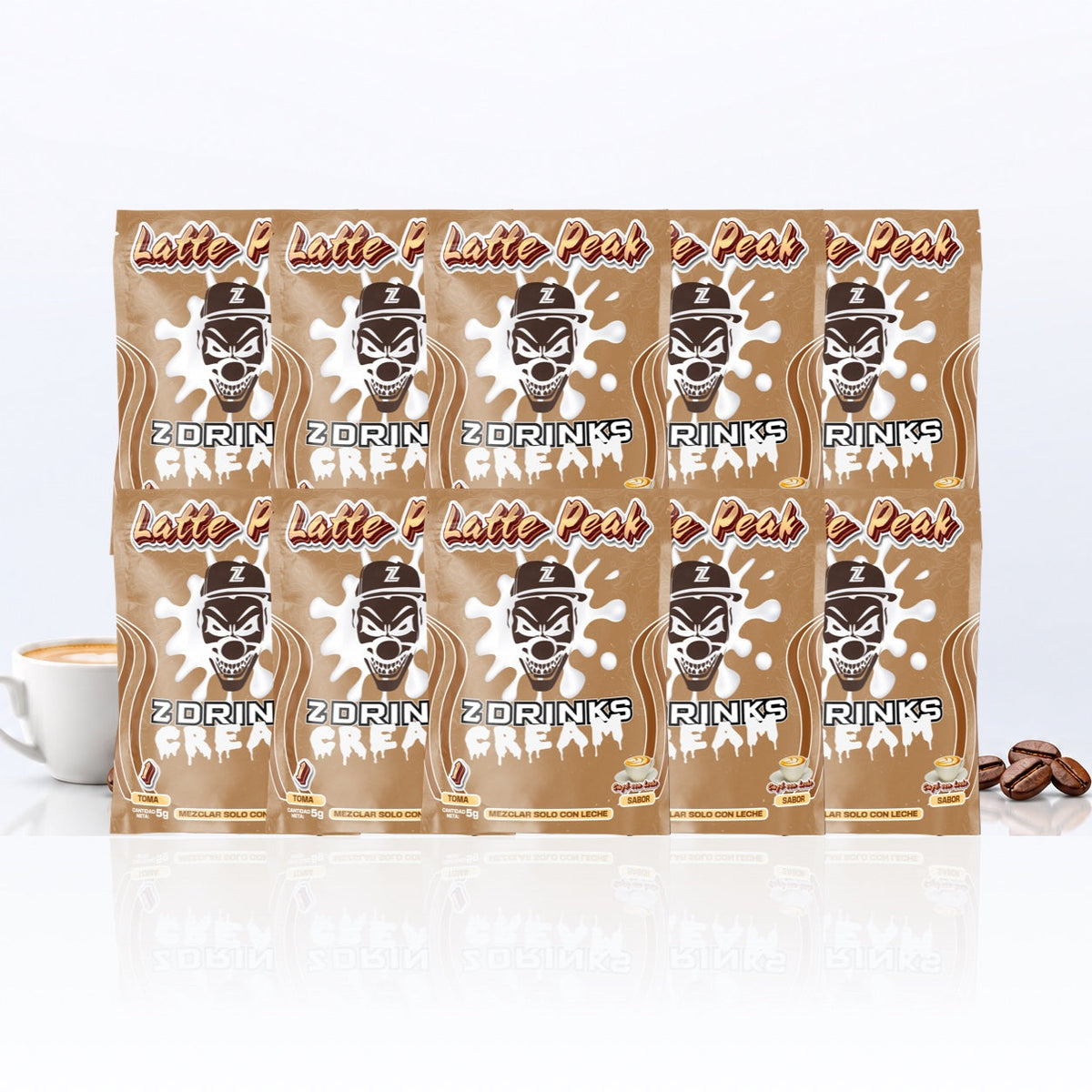 Pack de 10 muestras Latte Peak, sabor Café con leche, sin título añadido