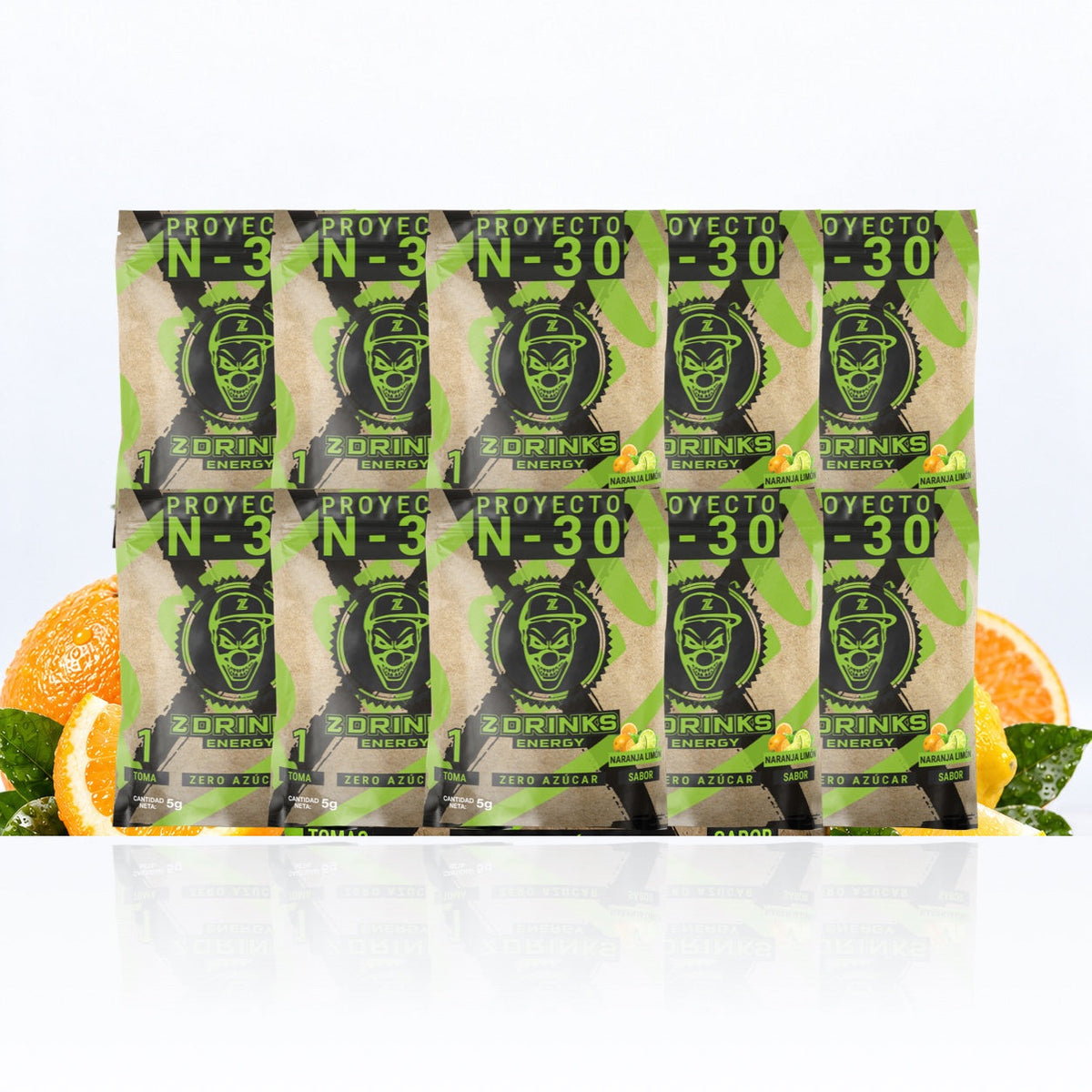 Pack de 10 muestras Proyecto N-30, sabor Naranja limón, sin título añadido
