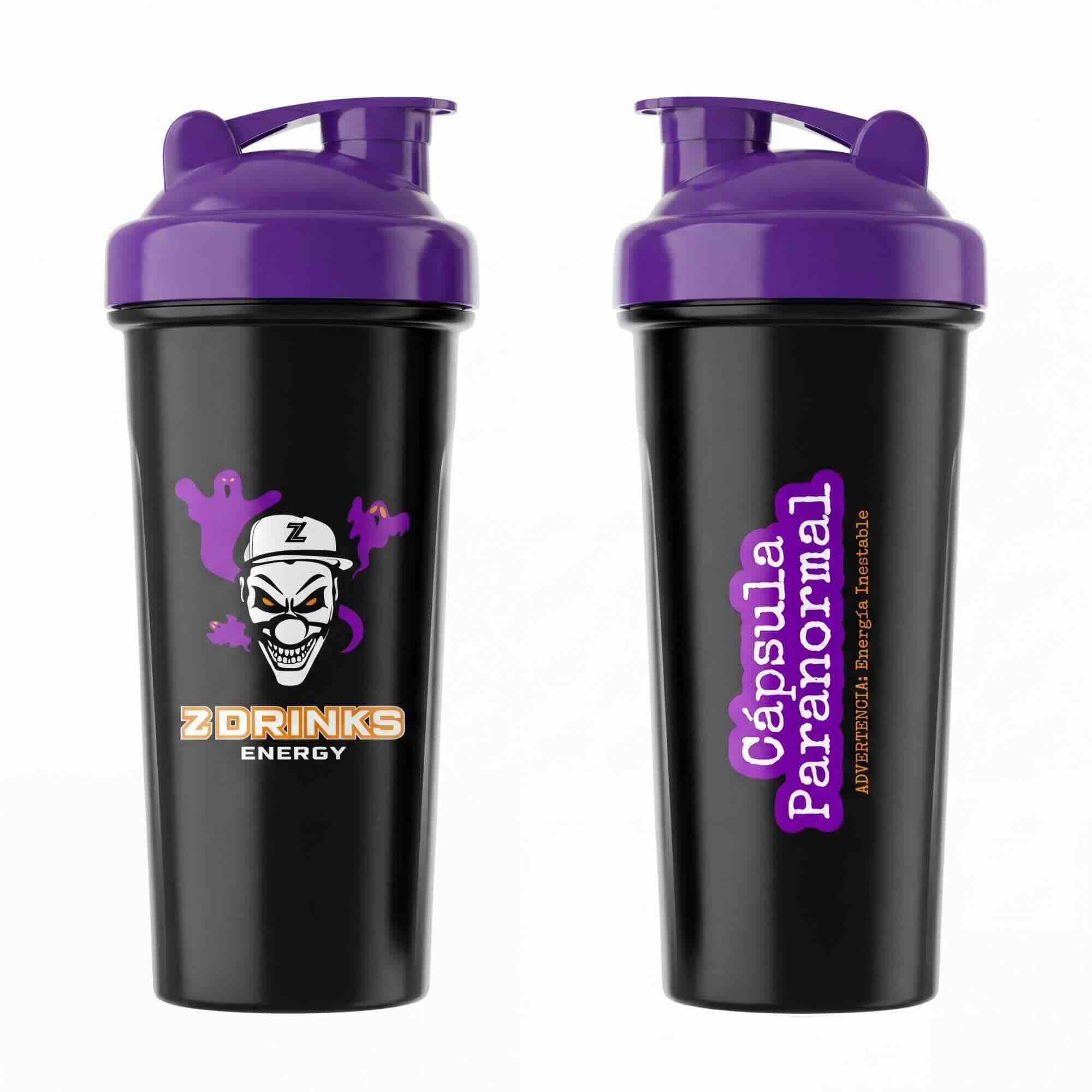 Shaker Z Drinks Cápsula Paranormal — edición Halloween con diseño fantasmal y logo Z Drinks Energy / Z Drinks Paranormal Capsule shaker — Halloween edition with ghost design and Z Drinks Energy logo