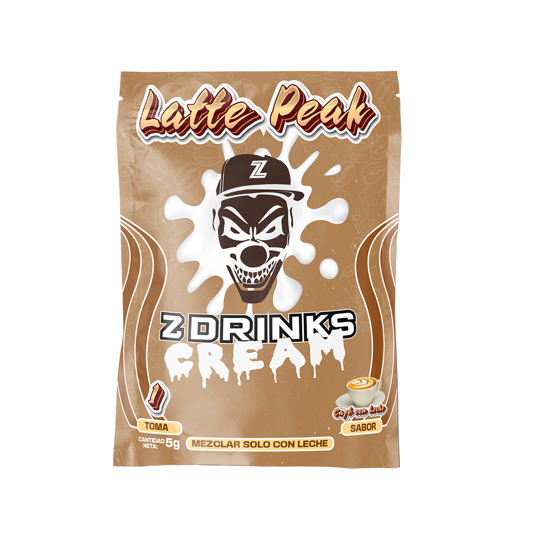 Muestra individual Z Drinks Energy Latte Peak — sobre 5g sabor café con leche, 200mg cafeína / Z Drinks Energy Latte Peak individual sample — 5g coffee latte flavor sachet, 200mg caffeine