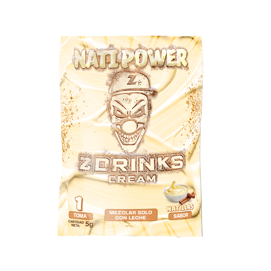 Muestra individual Z Drinks Cream Nati Power — sobre 5g sabor natillas con canela, 200mg cafeína / Z Drinks Cream Nati Power individual sample — 5g custard cinnamon flavor sachet, 200mg caffeine
