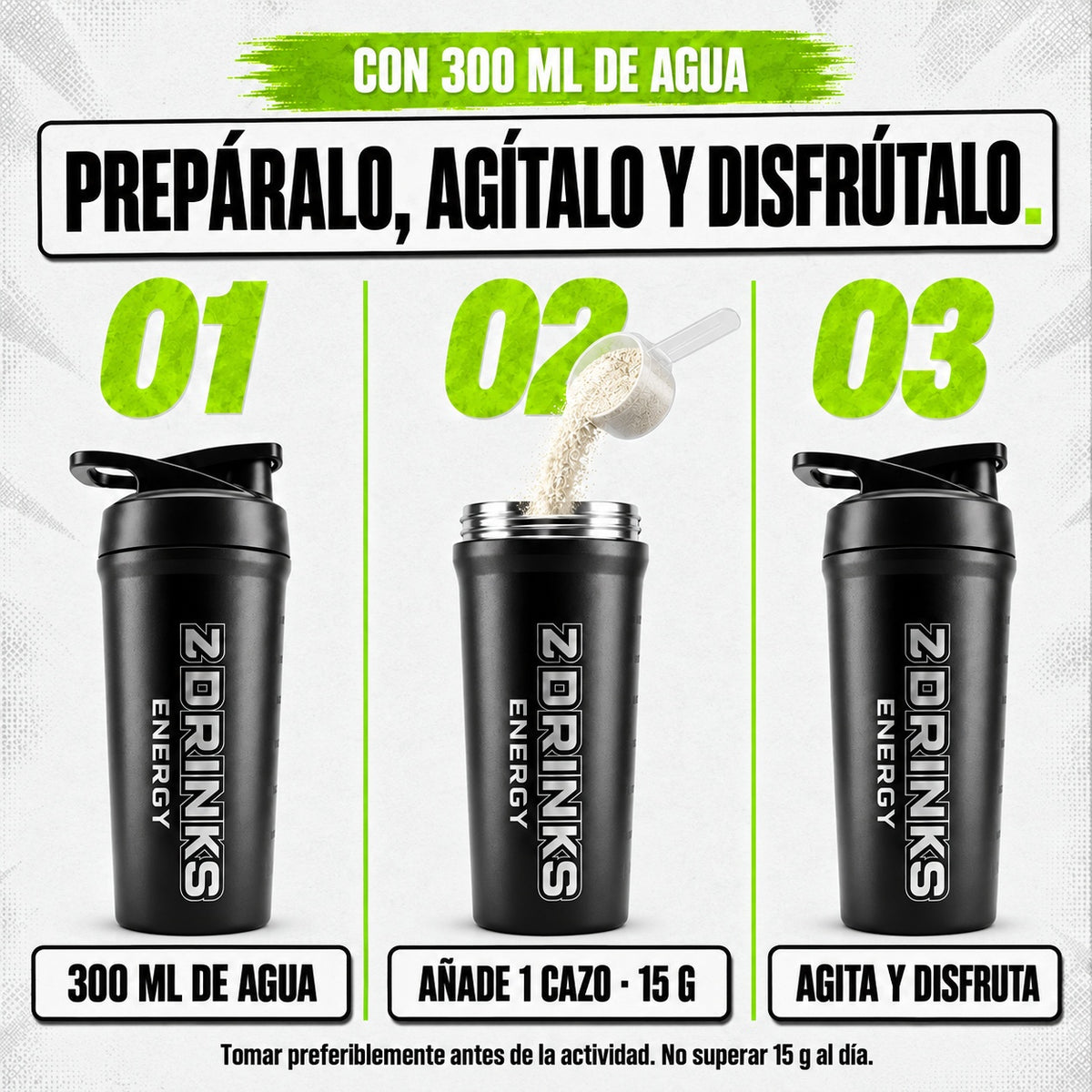 Ignition Limón: preparación en shaker con 300 ml de agua