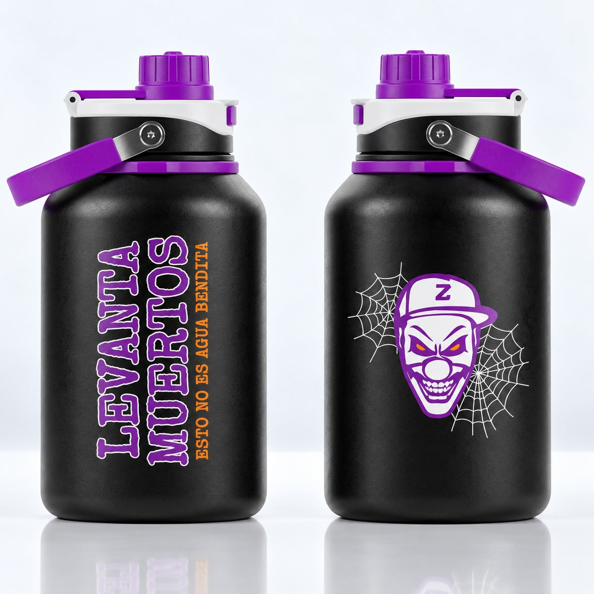 Levanta muertos, botella térmica XXL Z Drinks: principal con ambas caras