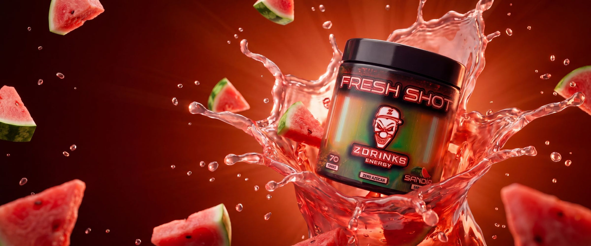 Banner colección Energy Z Drinks — formato escritorio, la energética española en polvo con más sabores del mercado / Z Drinks Energy collection banner — desktop format, the Spanish powdered energy drink with the most flavors on the market