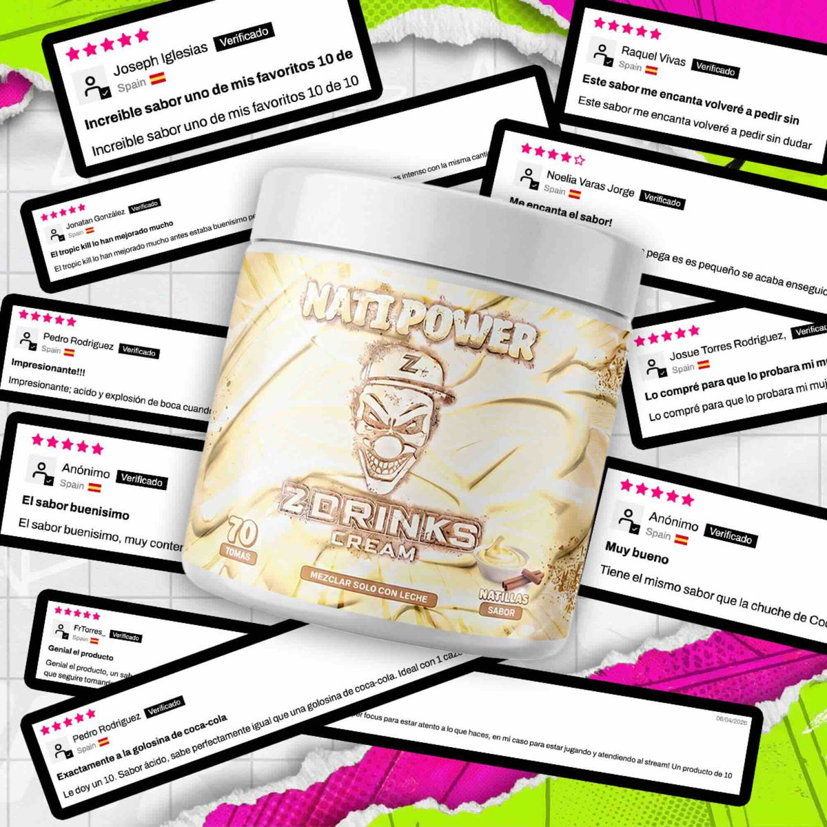 Reseñas verificadas Z Drinks Cream — +5.000 opiniones reales de clientes, media 4.8 estrellas / Z Drinks Cream verified reviews — +5,000 real customer opinions, 4.8 star average