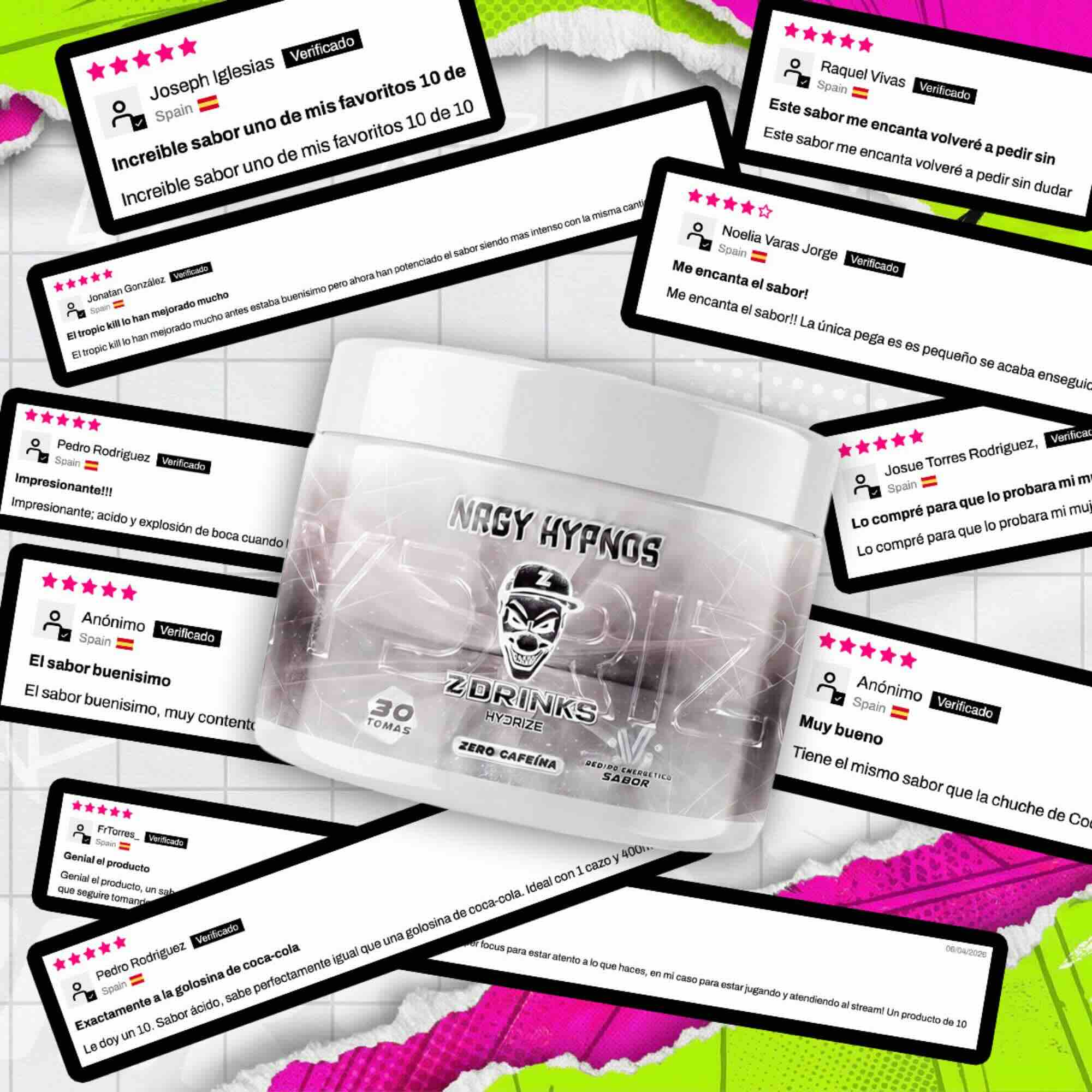 Reseñas verificadas Z Drinks Hydrize — +5.000 opiniones reales de clientes, media 4.8 estrellas / Z Drinks Hydrize verified reviews — +5,000 real customer opinions, 4.8 star average