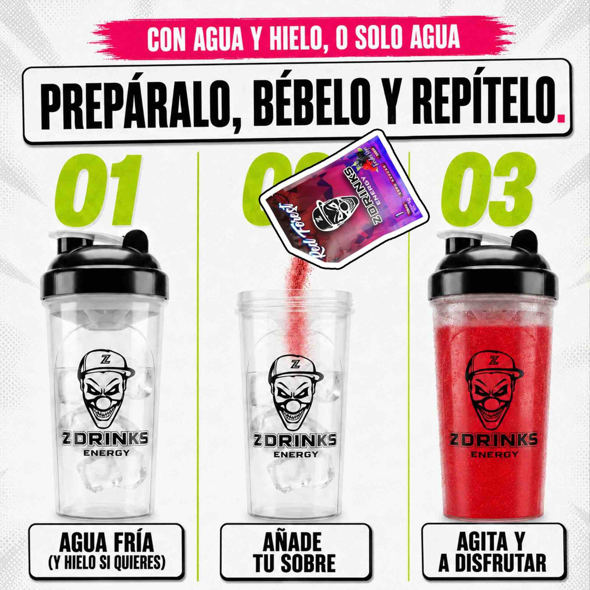 10 sabores + shaker. Pruébalos todos, quédate con tu favorito