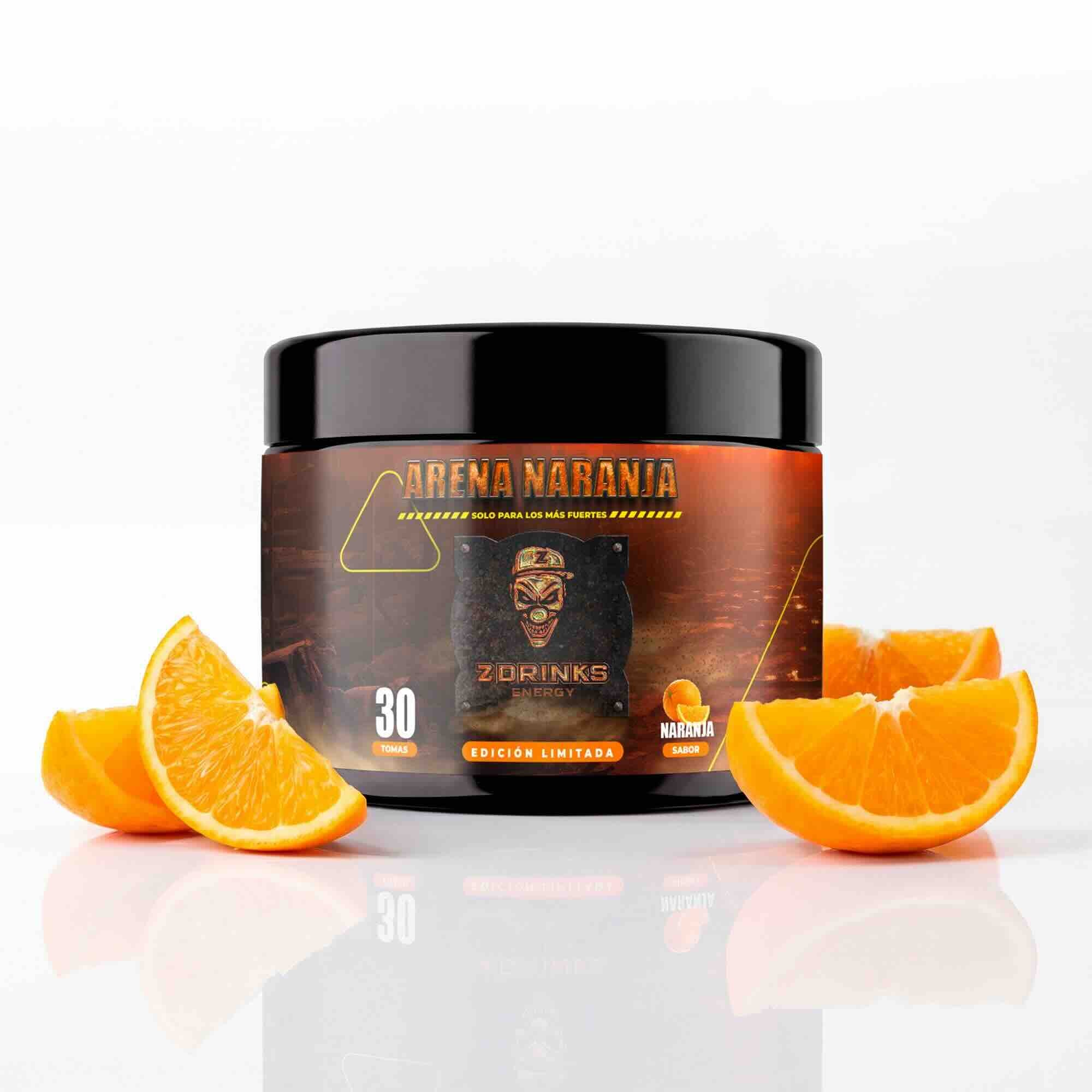 Z Drinks Energy Arena Naranja sabor naranja — bote 30 tomas, 0 azúcar, 200mg cafeína / Z Drinks Energy Arena Naranja orange flavor — 30-serving container, 0 sugar, 200mg caffeine