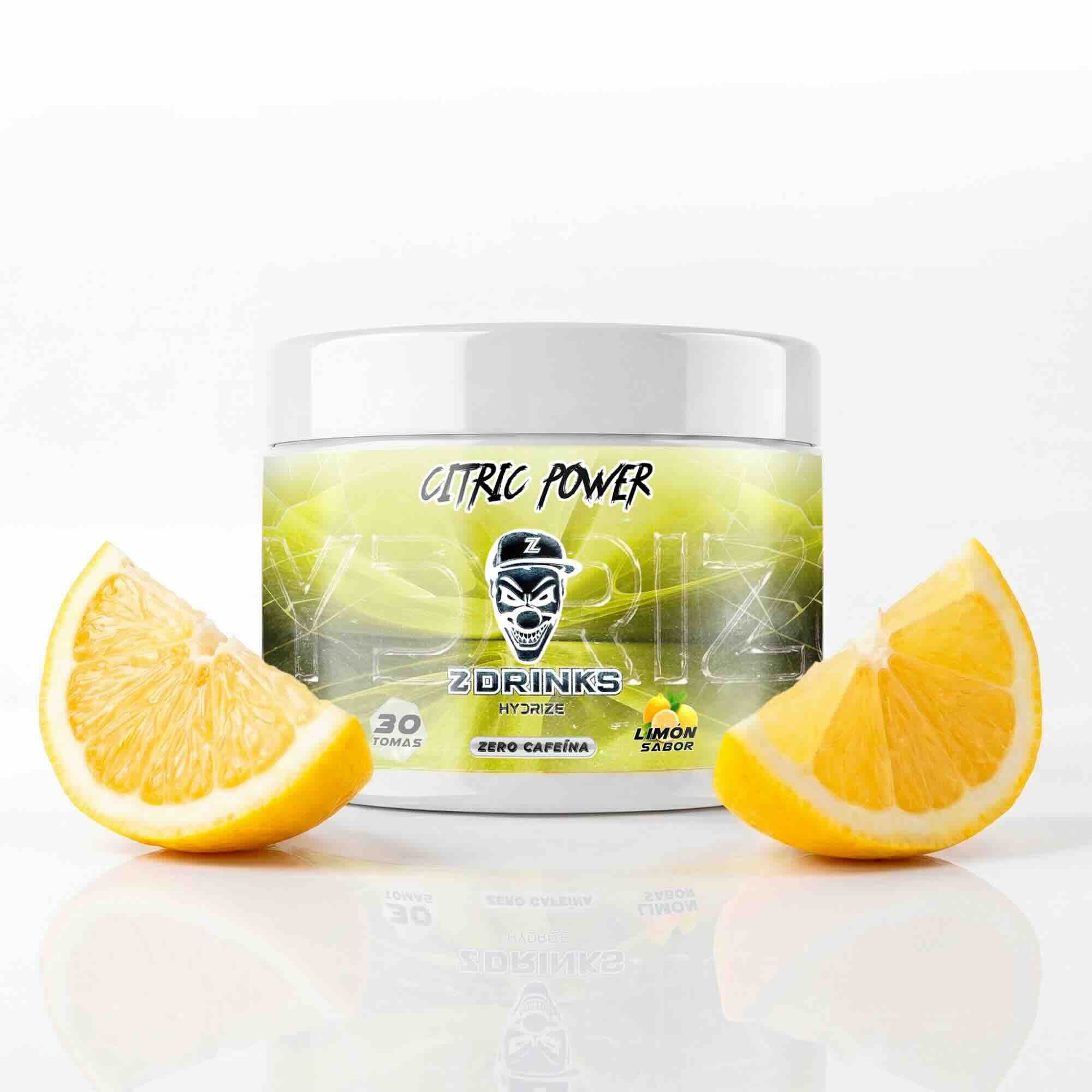 Z Drinks Hydrize Citric Power sabor limón — bebida isotónica en polvo sin cafeína, 30 tomas, electrolitos y vitaminas / Z Drinks Hydrize Citric Power lemon flavor — caffeine-free isotonic drink powder, 30 servings, electrolytes and vitamins