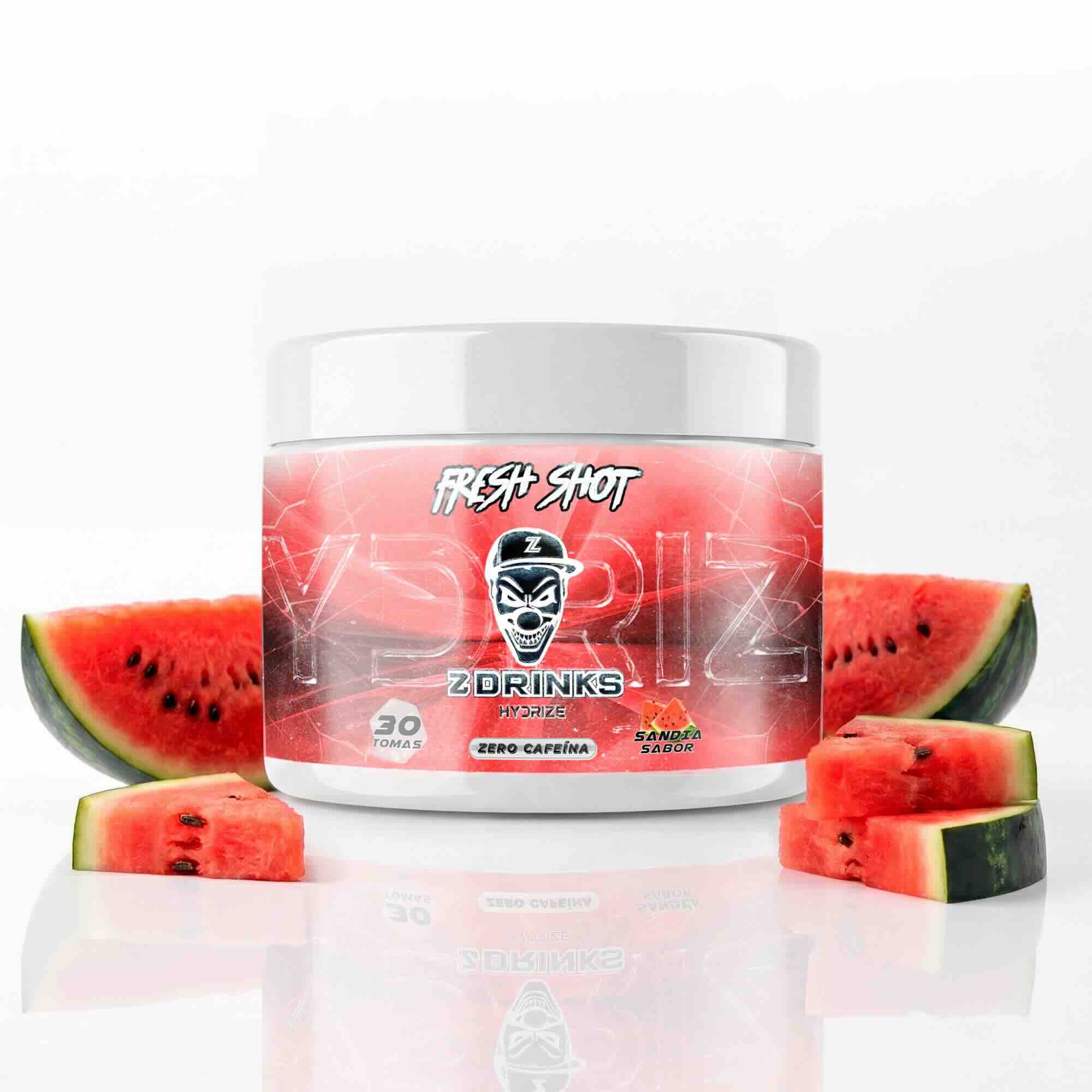 Z Drinks Hydrize Fresh Shot sabor sandía — bebida isotónica en polvo sin cafeína, 30 tomas, electrolitos y vitaminas / Z Drinks Hydrize Fresh Shot watermelon flavor — caffeine-free isotonic drink powder, 30 servings, electrolytes and vitamins