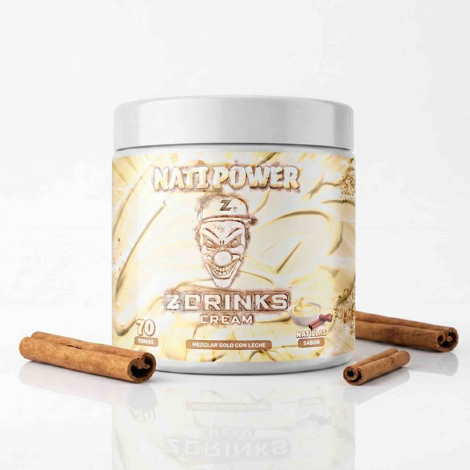 Z Drinks Cream Nati Power sabor natillas con canela — batido energético en polvo para mezclar con leche, 70 tomas, 200mg cafeína / Z Drinks Cream Nati Power custard cinnamon flavor — energy shake powder for milk, 70 servings, 200mg caffeine