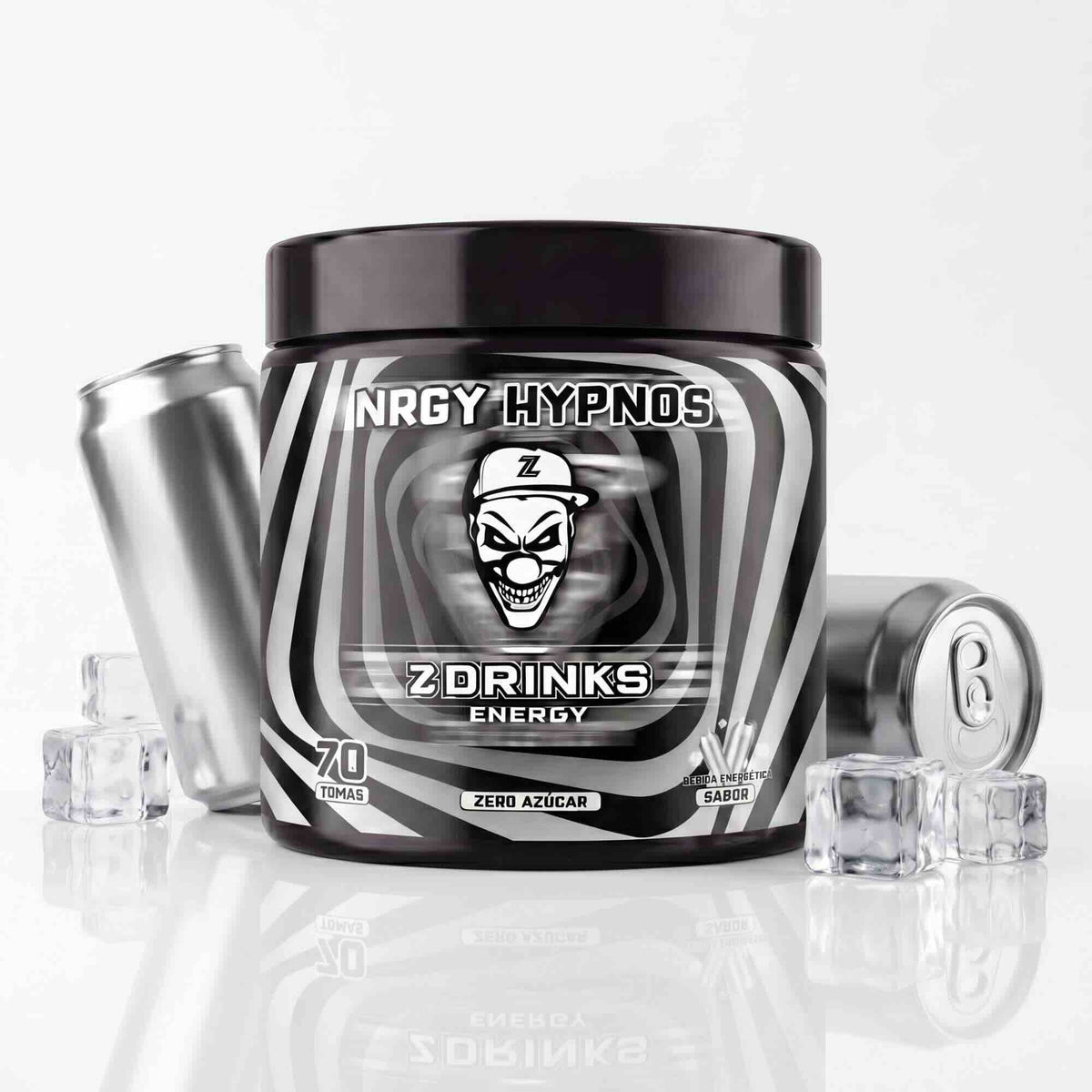 Z Drinks Energy NRGY Hypnos sabor energética clásica — bote 70 tomas, 0 azúcar, 200mg cafeína / Z Drinks Energy NRGY Hypnos classic energy drink flavor — 70-serving container, 0 sugar, 200mg caffeine