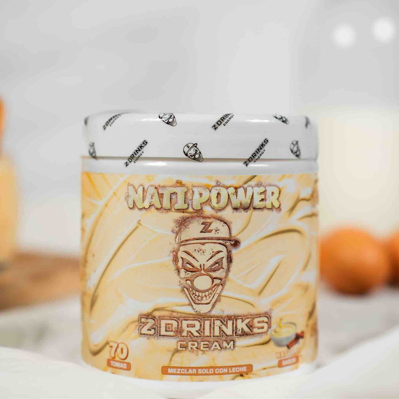 Z Drinks Cream Nati Power — imagen lifestyle, batido de natillas con canela preparado con leche / Z Drinks Cream Nati Power — lifestyle image, custard cinnamon shake prepared with milk