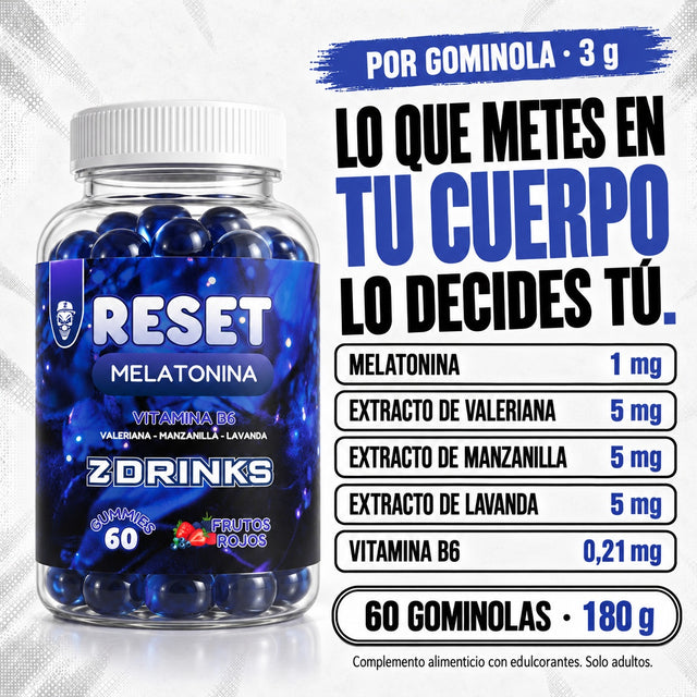 Z Drinks Reset: composición por gominola de 3 g.