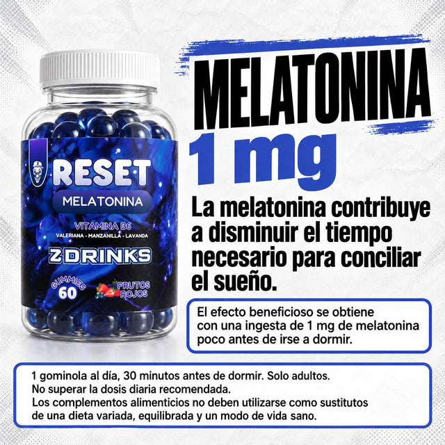 Z Drinks Reset: 1 mg de melatonina por gominola y declaración autorizada.