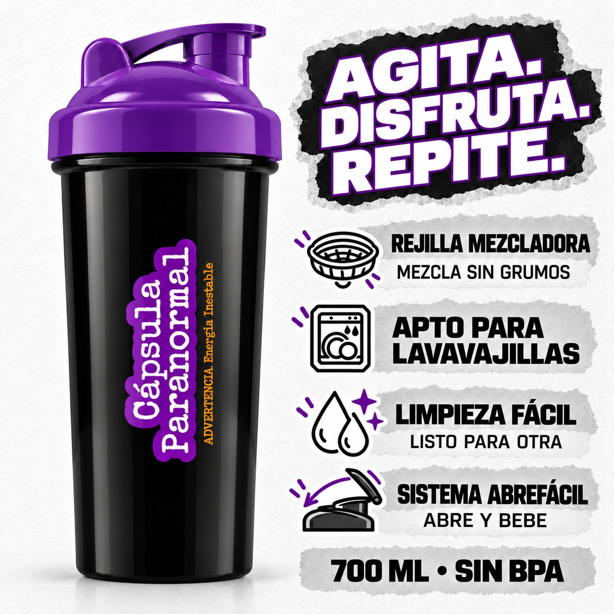 Shaker Cápsula Paranormal — rejilla mezcladora, apto para lavavajillas y limpieza fácil
