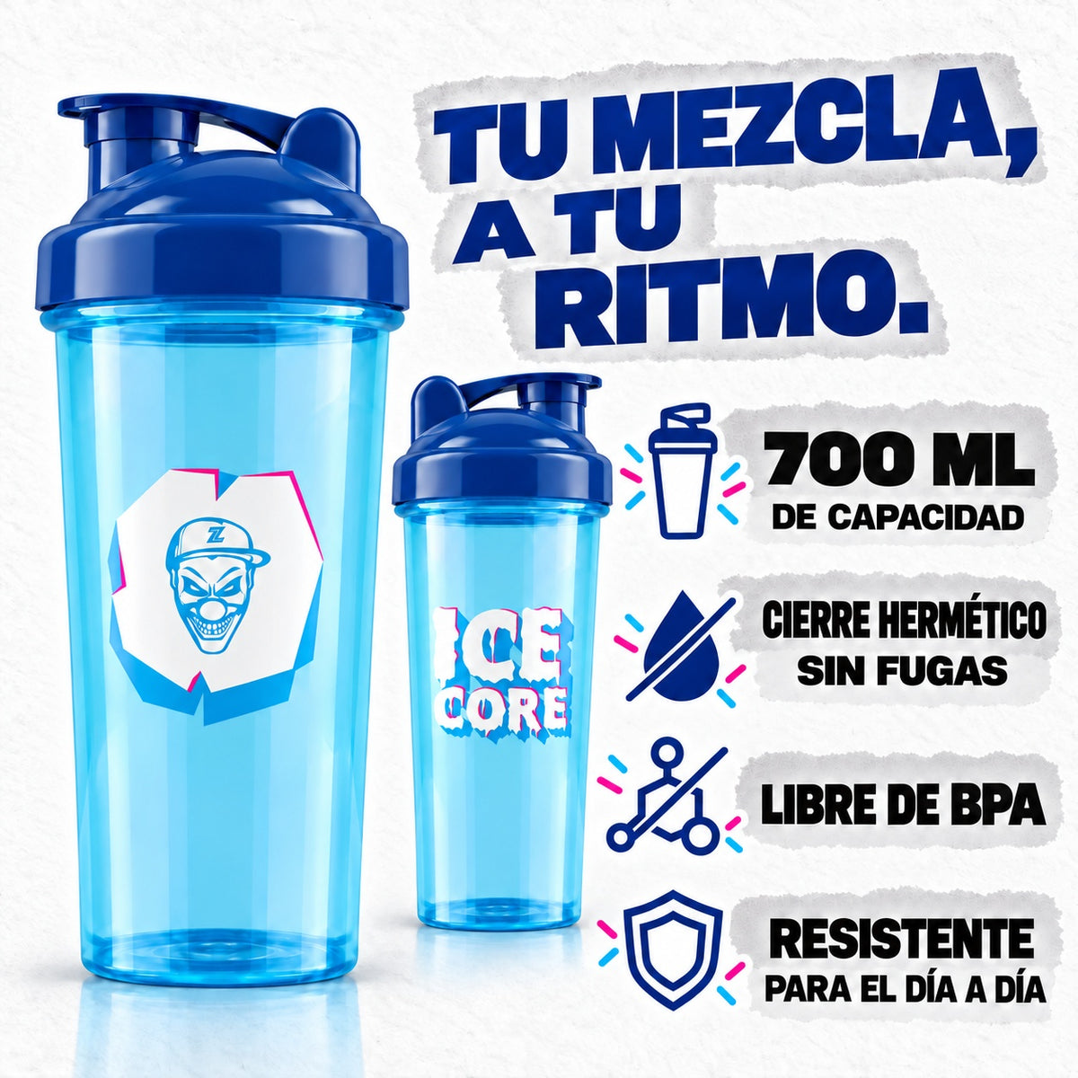Shaker ICE CORE — capacidad de 700 ml, cierre hermético, sin BPA y resistente