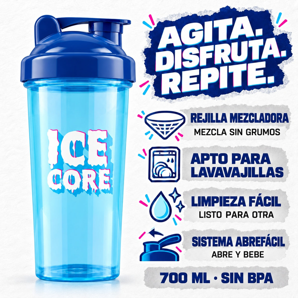 Shaker ICE CORE — rejilla mezcladora, apto para lavavajillas y limpieza fácil